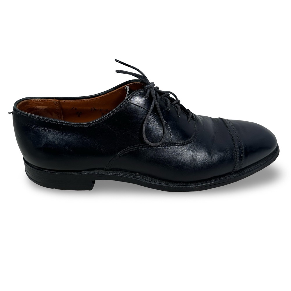 Alden 901 Mens Black Calfskin Leather Perforated Cap Toe Oxford Shoes 10 AA/B